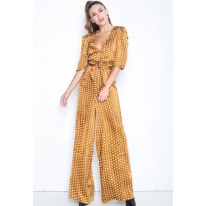 MINKPINK Aries Polka Dot Jumpsuit in Caramel